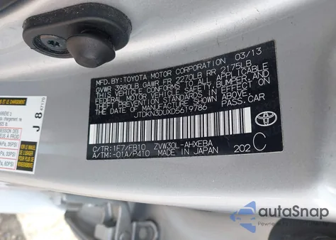 2013 Toyota Prius from USA, damaged, VIN JTDKN3DUXD5619786